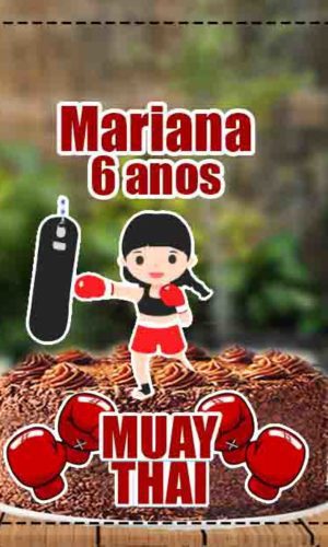 Topo de Bolo Muay Thai Menina Ref 3787 - Arquivo Digital