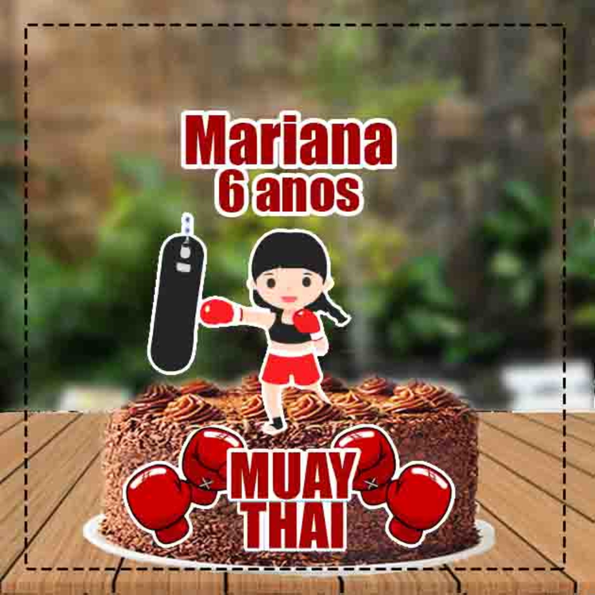 Topo de Bolo Muay Thai Menina Ref 3787 - Arquivo Digital