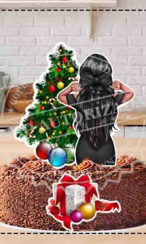 TOPO DE BOLO MULHER DE COSTAS NATAL - ARQUIVO DIGITAL