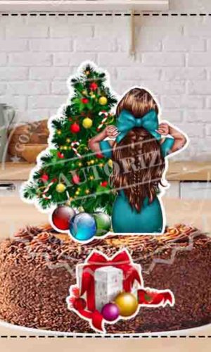 TOPO DE BOLO MULHER DE COSTAS NATAL - ARQUIVO DIGITAL