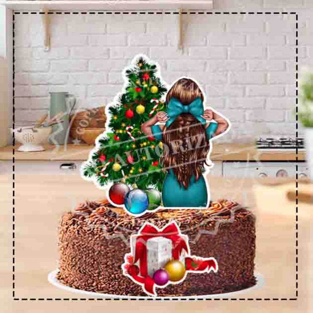 TOPO DE BOLO MULHER DE COSTAS NATAL - ARQUIVO DIGITAL