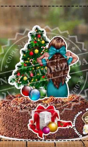 TOPO DE BOLO MULHER DE COSTAS NATAL REF 3259 ARQUIVO DIGITAL