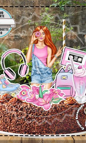 TOPO DE BOLO MULHER DONUTS 02 - REF 1321 ARQUIVO DIGITAL