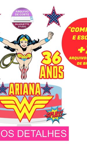 Topo de Bolo Mulher Maravilha 4 (Máquina Silhouette)