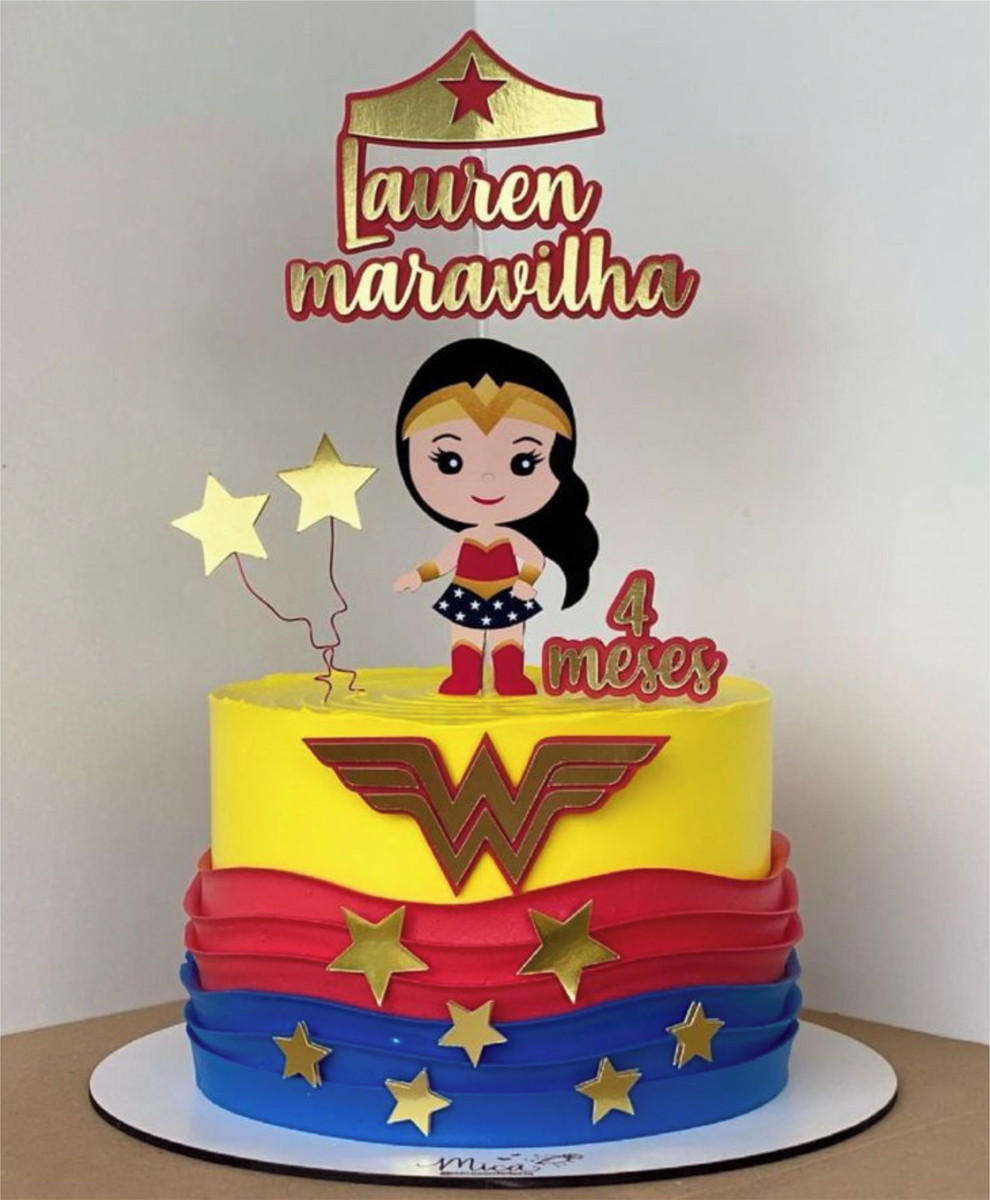 Topo de Bolo Mulher Maravilha - Arquivo de Corte Silhouette