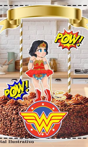TOPO DE BOLO MULHER MARAVILHA - ARQUIVO DIGITAL