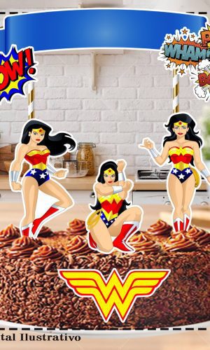 TOPO DE BOLO MULHER MARAVILHA - ARQUIVO DIGITAL