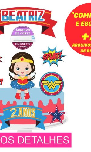 Topo de Bolo Mulher Maravilha Baby (Máquina Silhouette)