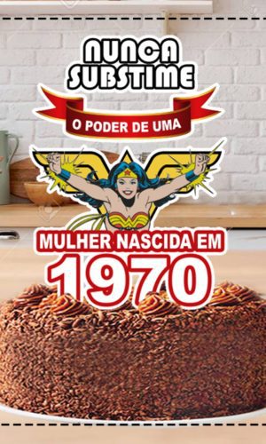 Topo de Bolo Mulher Maravilha Poder 5652 Arquivo Digital