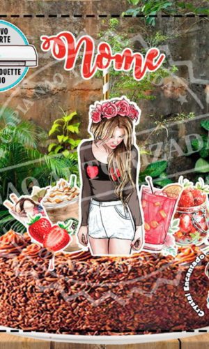 TOPO DE BOLO MULHER MORANGO - REF 2669 ARQUIVO DIGITAL