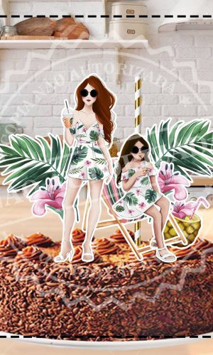 TOPO DE BOLO MULHER PRAIA - ARQUIVO DIGITAL