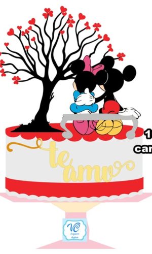 Topo de Bolo Namorados Minnie e Mickey -3- Arquivo de Corte