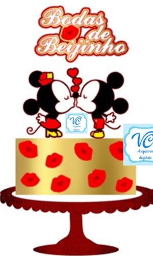 Topo de Bolo Namorados Minnie e Mickey Arquivo de Corte