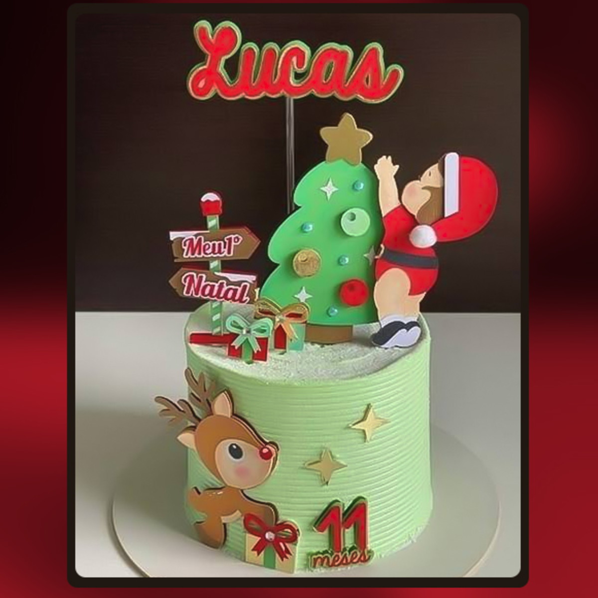 Topo de Bolo Natal Menino Baby - Arquivo de Corte