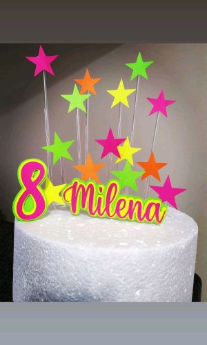 Topo de Bolo Neon