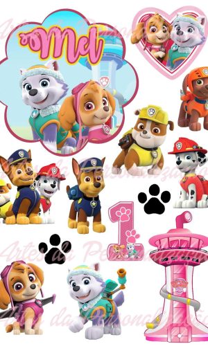 Topo de Bolo Patrulha Canina Rosa