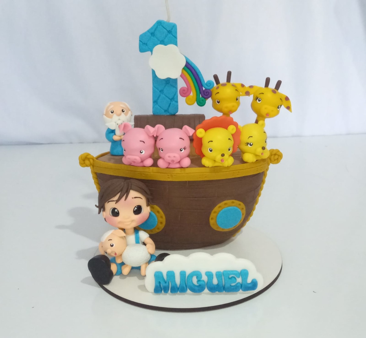 Topo de Bolo Personalizado Arca de Noé com Bichinhos - Imagem 2
