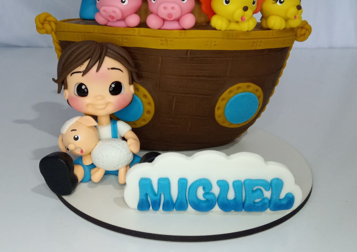 Topo de Bolo Personalizado Arca de Noé com Bichinhos - Imagem 3