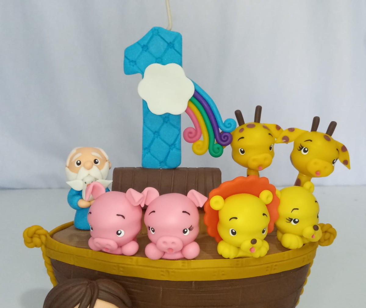 Topo de Bolo Personalizado Arca de Noé com Bichinhos - Imagem 4