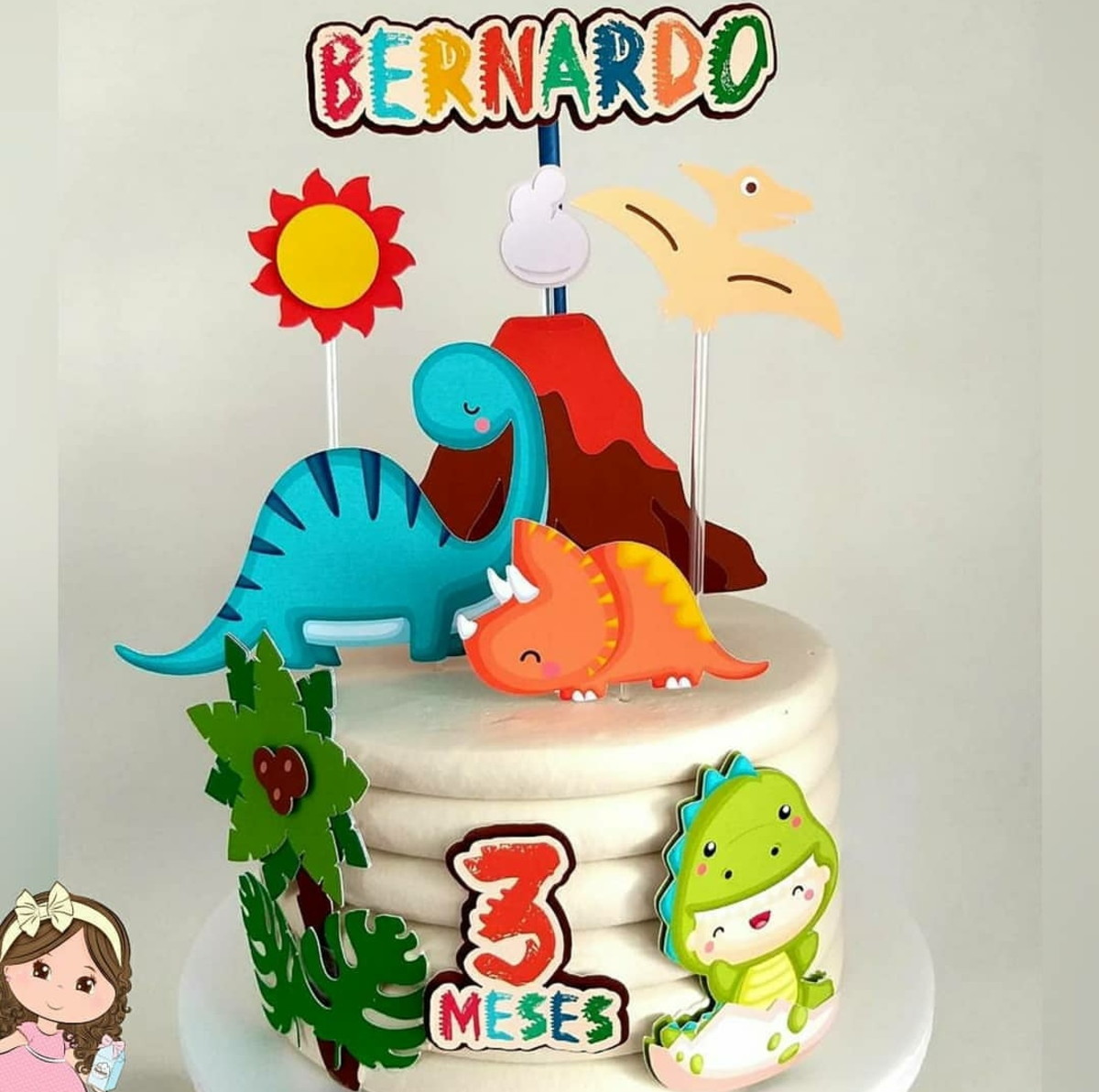 Topo de bolo Personalizado Dinossauro Baby