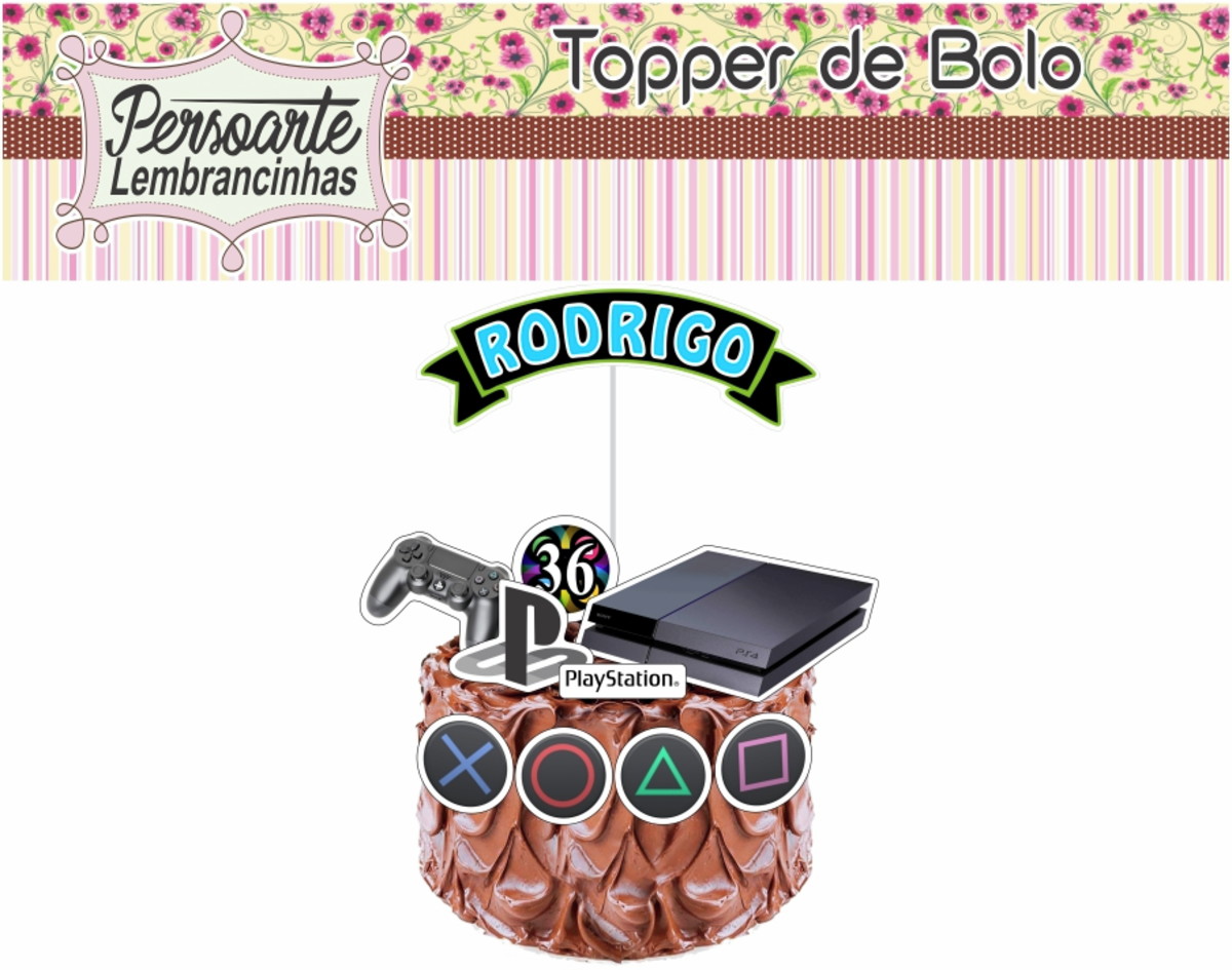 Topo de Bolo Playstation