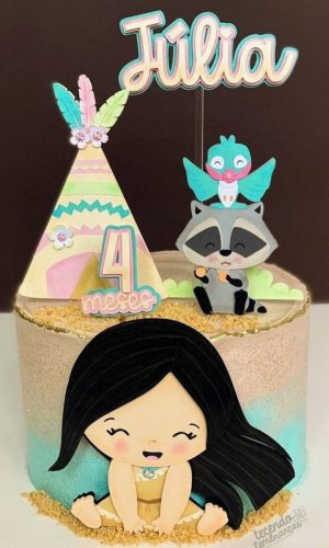 Topo de Bolo Pocahontas Baby + 4 Arquivos a Sua Escolha