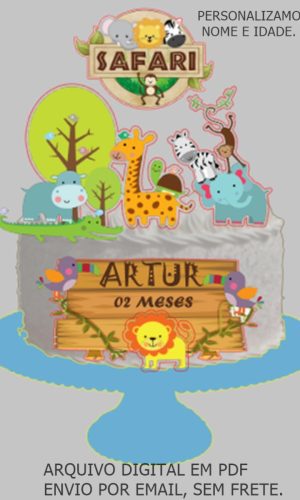 Topper de Bolo Safari -arquivo de Corte em pdf