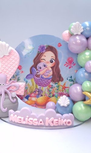 Topo De Bolo Sereia Infantil,vela Cenário
