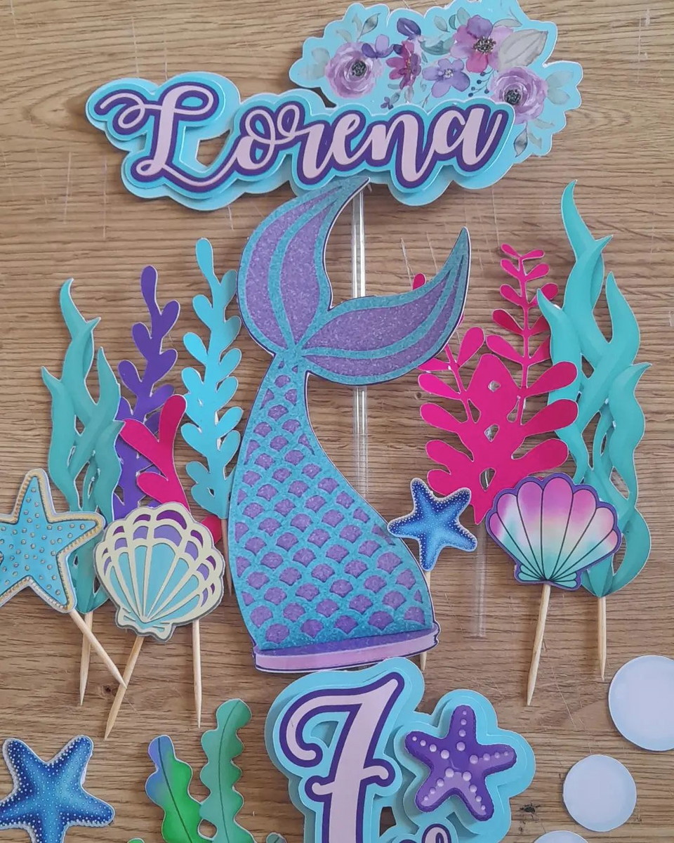 Topo de Bolo Sereia - Imagem 2