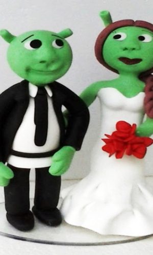 Topo de bolo Sherek e Fiona