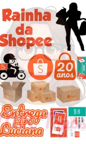 Topo de Bolo Shopee Mulher - Arquivo Digital Pdf/jpg