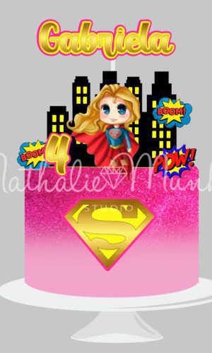 Topo de Bolo Super Girl - Arquivo de Corte