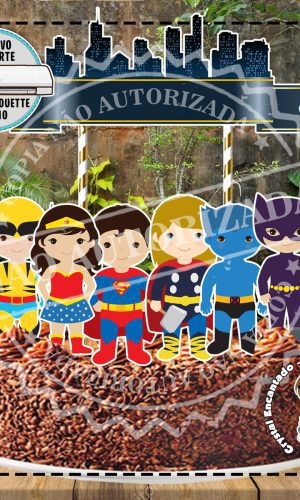 Topo de Bolo Super Herois Cute - Ref 2338 Arquivo Digital
