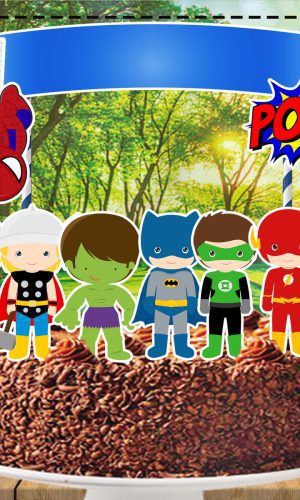 Topo de Bolo Super Herois Cute - Ref 4985 Arquivo Digital