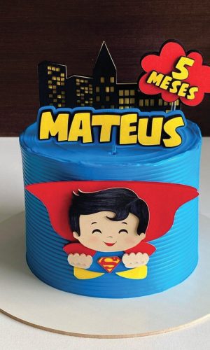 Topo de Bolo Super Man Cute Arquivo de Corte
