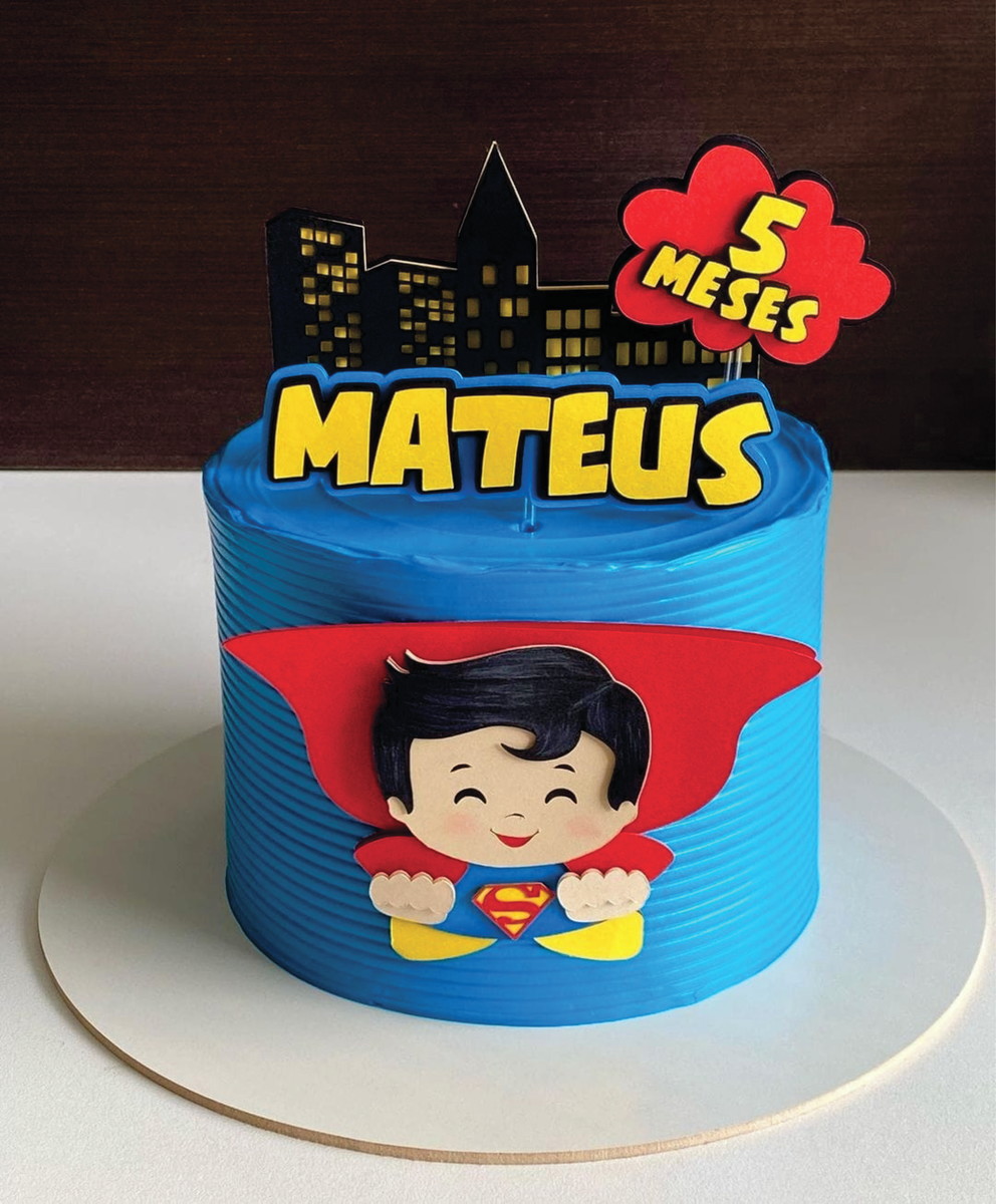 Topo de Bolo Super Man Cute Arquivo de Corte