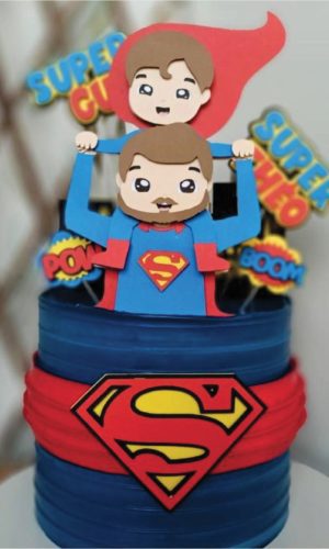 Topo de Bolo Super Man Pai e Filho Arquivo de Corte