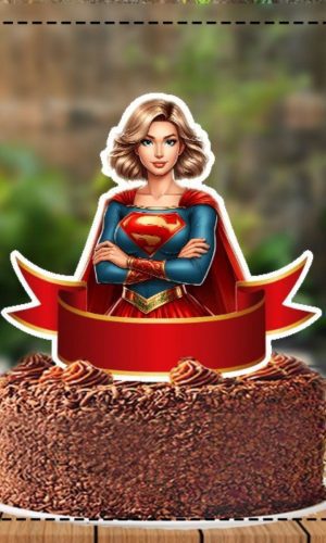Topo de Bolo Super Mulher - Ref 5644 Arquivo Digital
