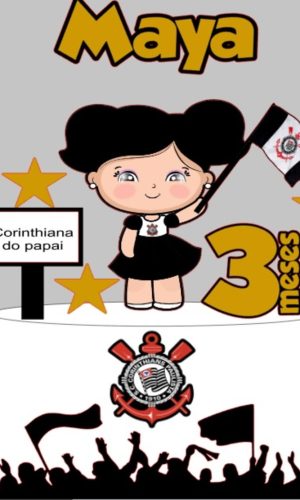 Topo de Bolo Timão Menina+ 4 Arquivos a Sua Escolha