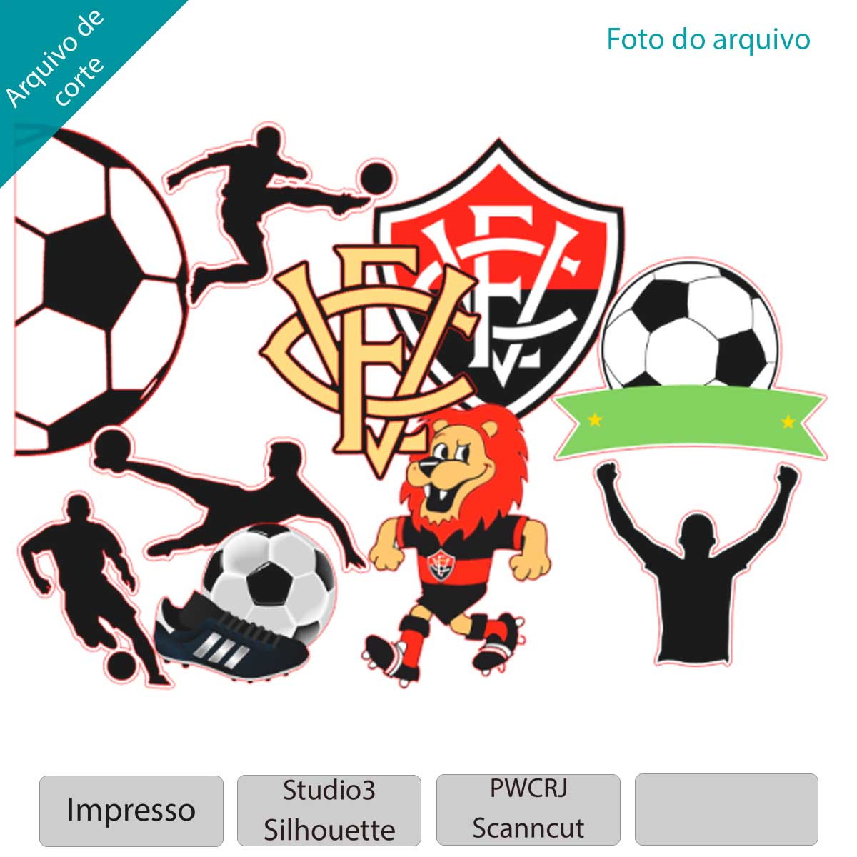 ARQUIVO Topo de bolo Time Vitória Esporte Clube +1 tema - Imagem 2