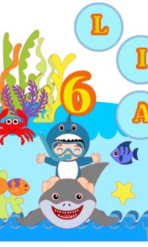 Topo de Bolo Tubarão Baby + 4 Arquivos a Sua Escolha
