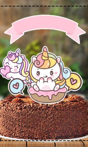 Topo de Bolo Unicornio Cute - Ref 3437 Arquivo Digital