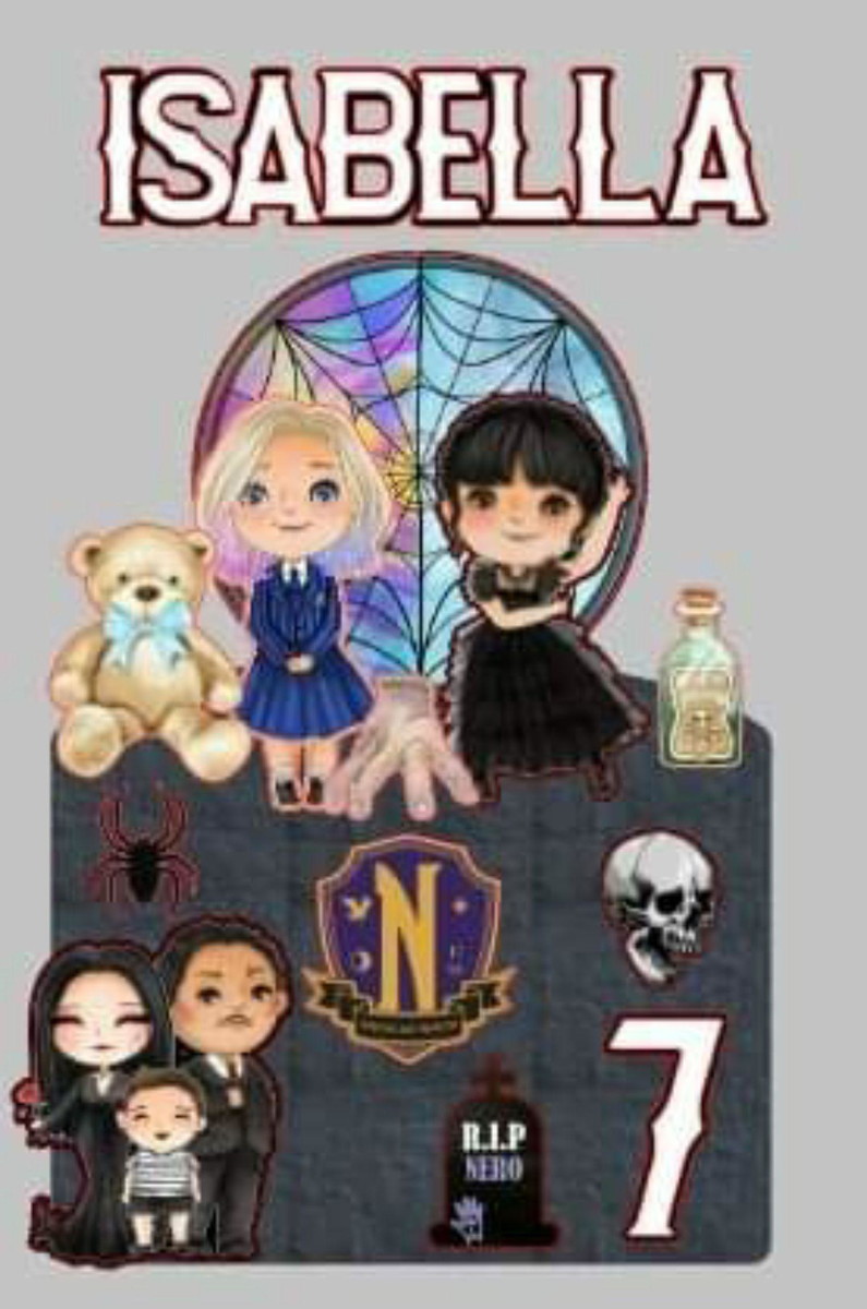 Topo de Bolo Wandinha Cute + 4 Arquivos a Sua Escolha