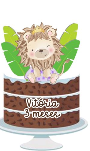 Topo Leão e Leoa Cute em Camadas - Arquivo Digital