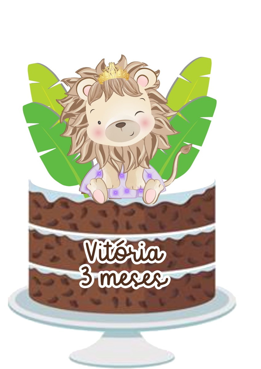 Topo Leão e Leoa Cute em Camadas - Arquivo Digital