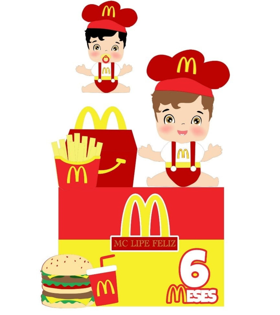 Topo Mc Lanche Menino + 4 Arquivos a Sua Escolha