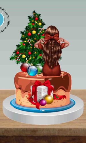 TOPO DE BOLO NATAL MULHER DE COSTAS - ARQUIVO DIGITAL