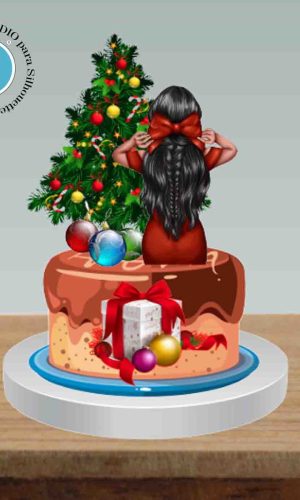 TOPO DE BOLO NATAL MULHER DE COSTAS - ARQUIVO DIGITAL