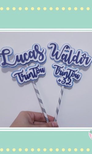 Topo para bolo personalizado Nome em camadas trintou