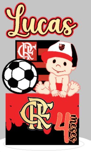Pague 1 e Leve 3 Topo de Bolo Flamengo Bebê Menino Cód.002